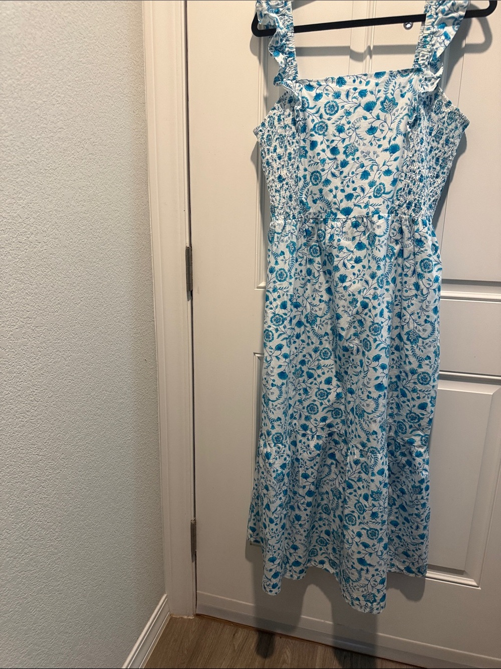 DRAPER JAMES Blue and White Floral Midi Dress
